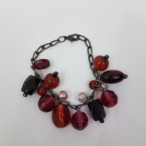 Beaded Black Red Bracelet‎ Chain Glass Pi…